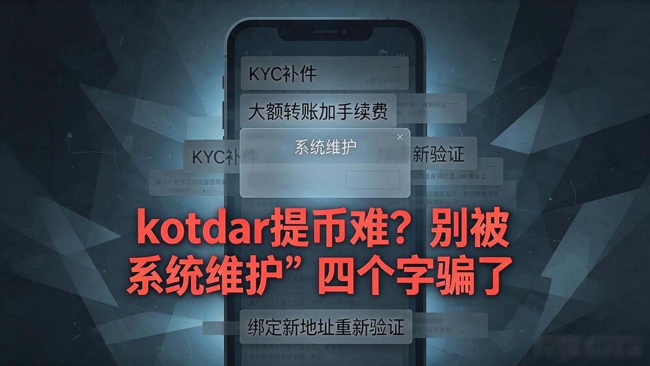 kotdar提币难？别被"系统维护"四个字骗了
