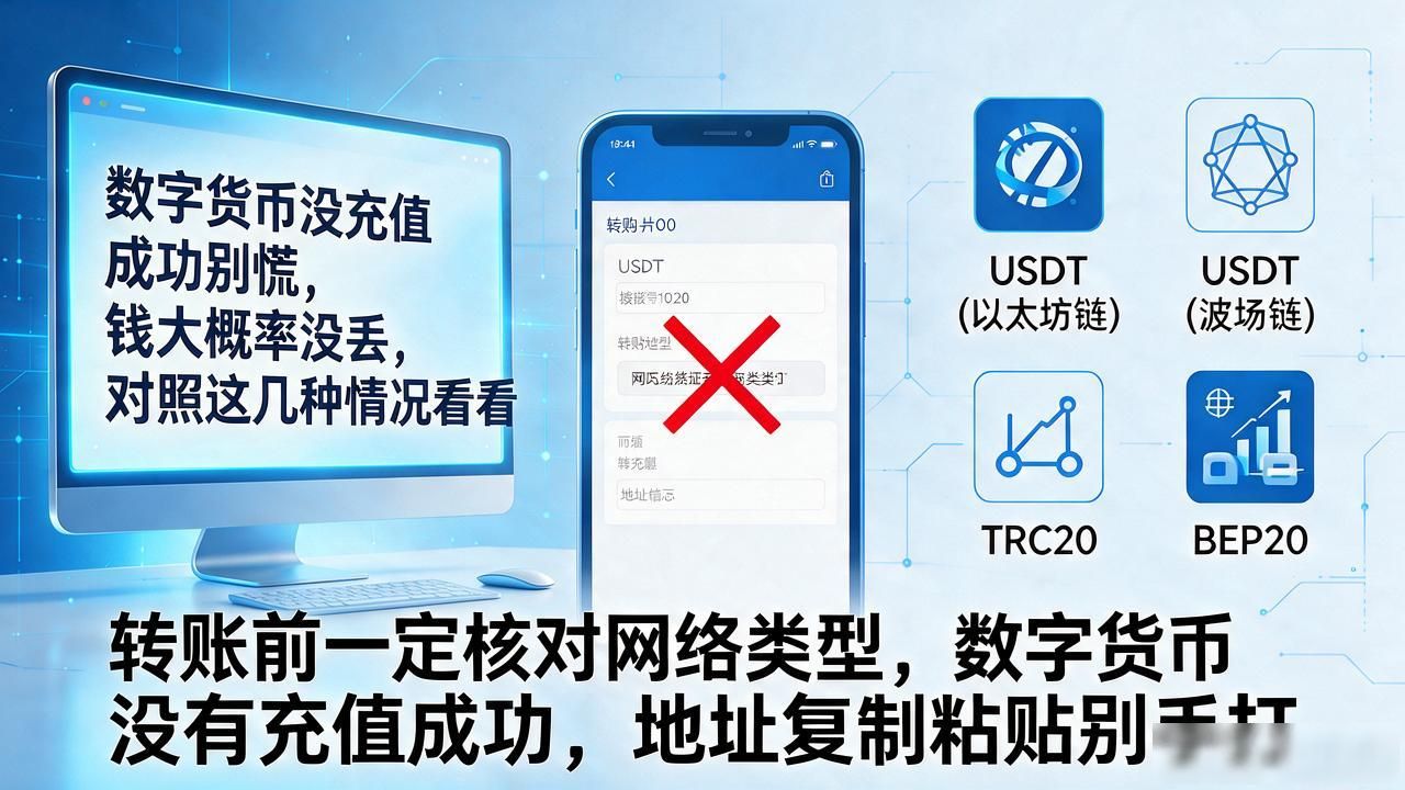 数字货币没充值成功别慌，钱大概率没丢，对照这几种情况看看