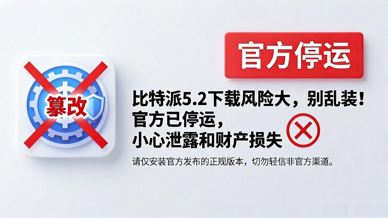 比特派5.2下载风险大，别乱装！官方已停运，小心泄露和财产损失